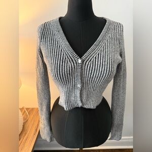 Fashion Nova - Marled Cropped Cardigan - Grey/combo - size medium